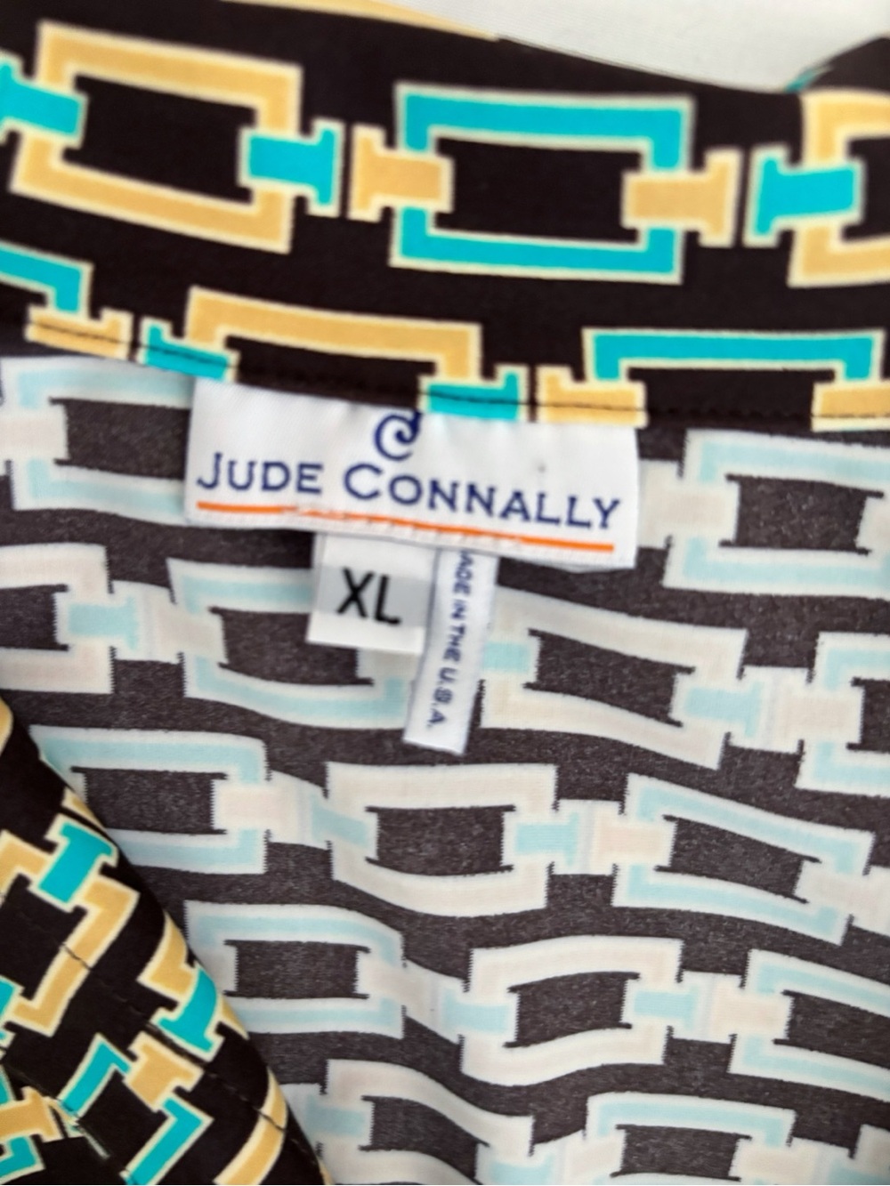 Jude Connally Brown Chain Link Print Collared Sheath Dress XL - Picture 6 of 7